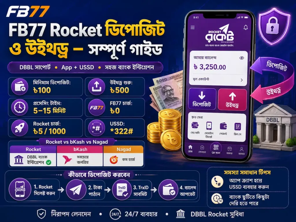 FB77 Rocket Deposit and Withdraw Complete Guide with DBBL Support